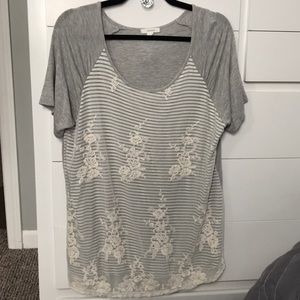 Maurice’s lace overlay shirt with floral design